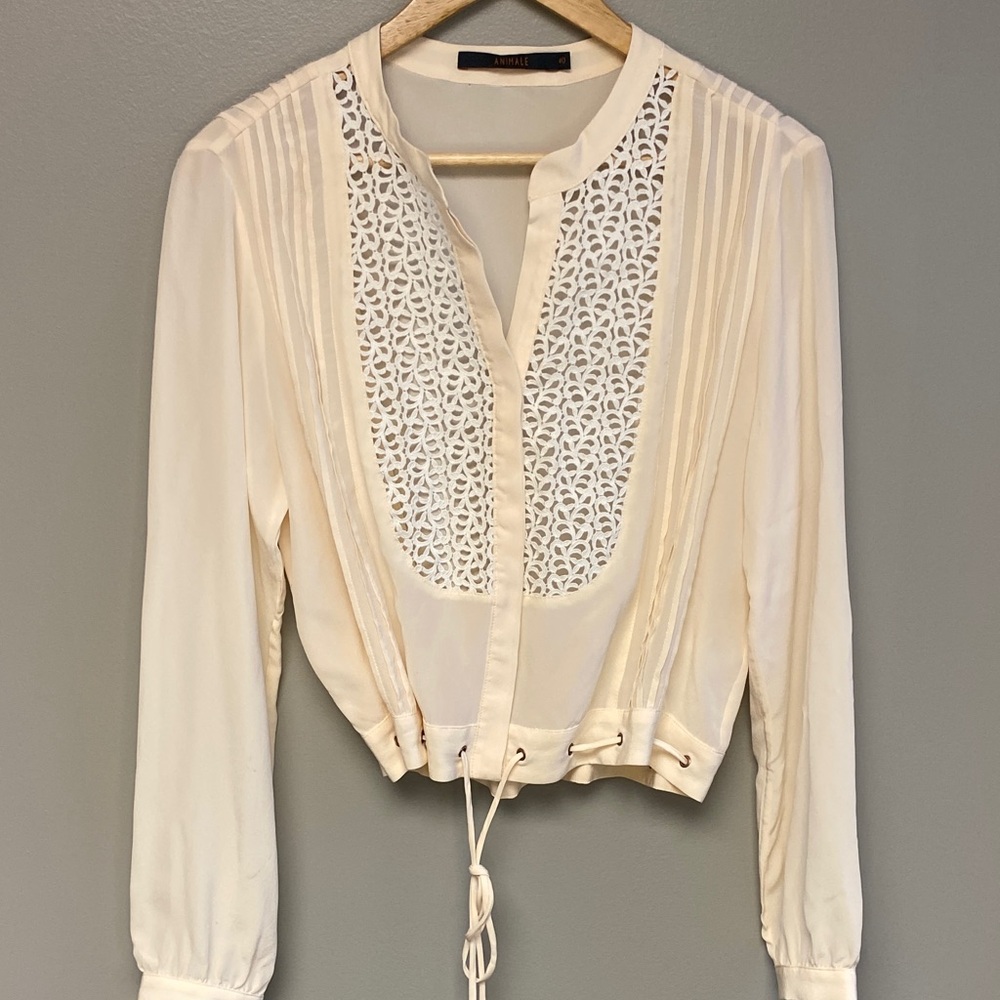 Animale Cream Lace Detail Blouse (40)